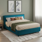 Brosso, Letto Alla Francese Sfoderabile Made in Italy, Azzurro