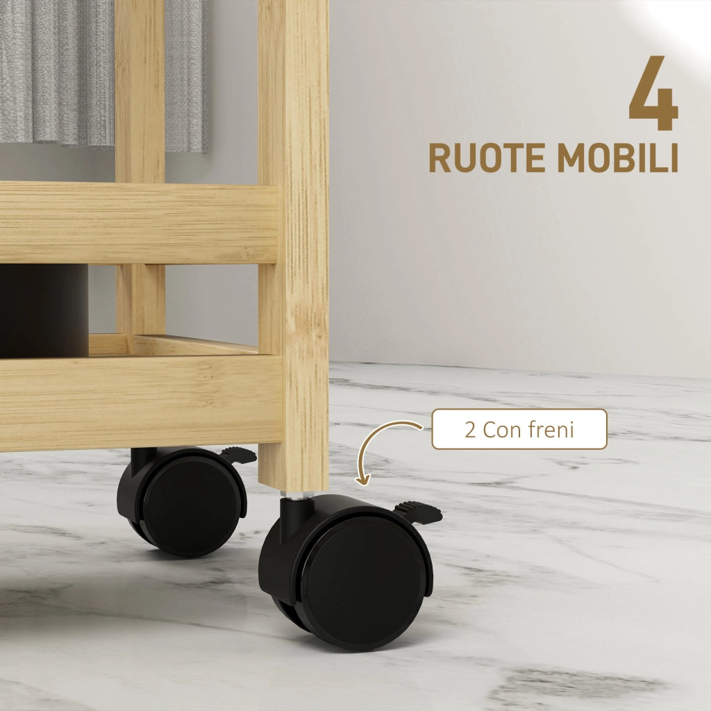 Carrello Portaoggetti per Bagno a 3 Livelli in Bamb¨´ ¨C zephmum ¨C 55x20x75 cm