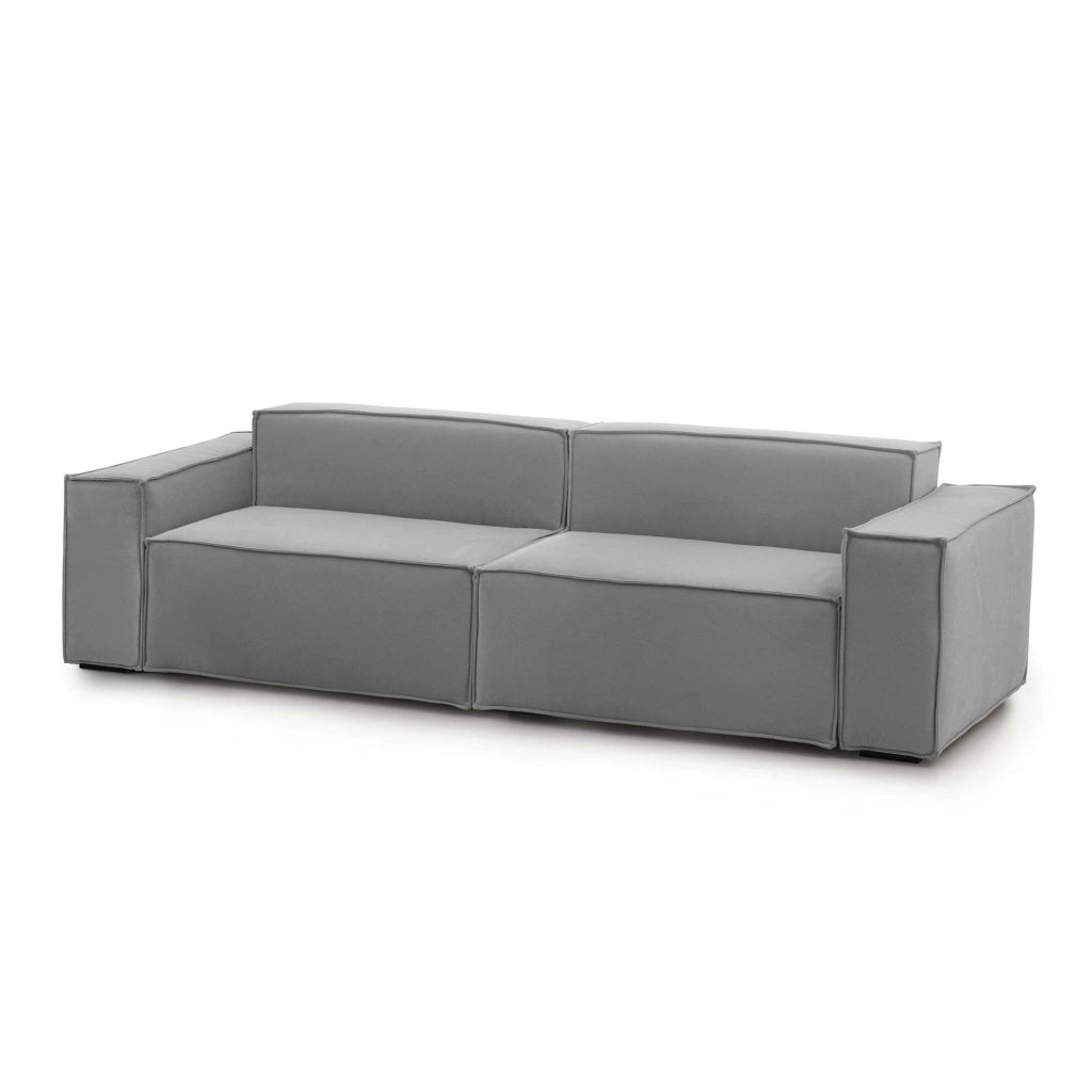 Divano fisso Argo, Divano componibile a 3 posti lineare, Made in Italy, SofÒ  moderno da soggiorno in tessuto, Cm 260x95h70, Grigio