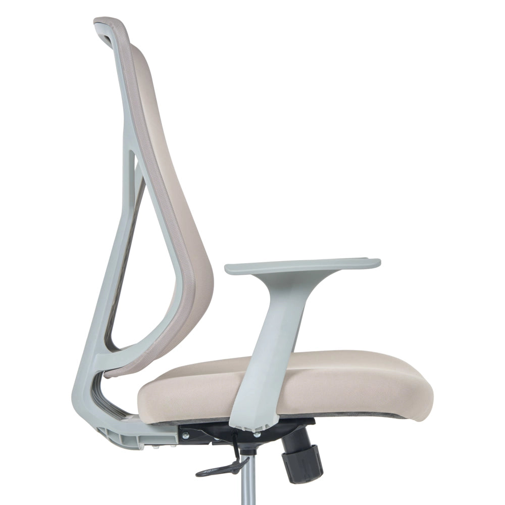 Sedia da ufficio beige con rivestimento in rete, base girevole, altezza regolabile, braccioli, per ufficio domestico, stile moderno