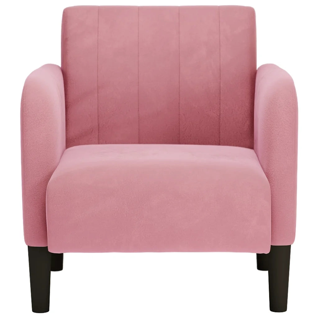 Divano Poltrona | Sedia con Braccioli Rosa 54 cm in Velluto