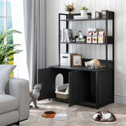 Mobile Portaoggetti per Gatti con Lettiera Nascosta ¨C MINIMAL ¨C Legno Nero, 2 Ante