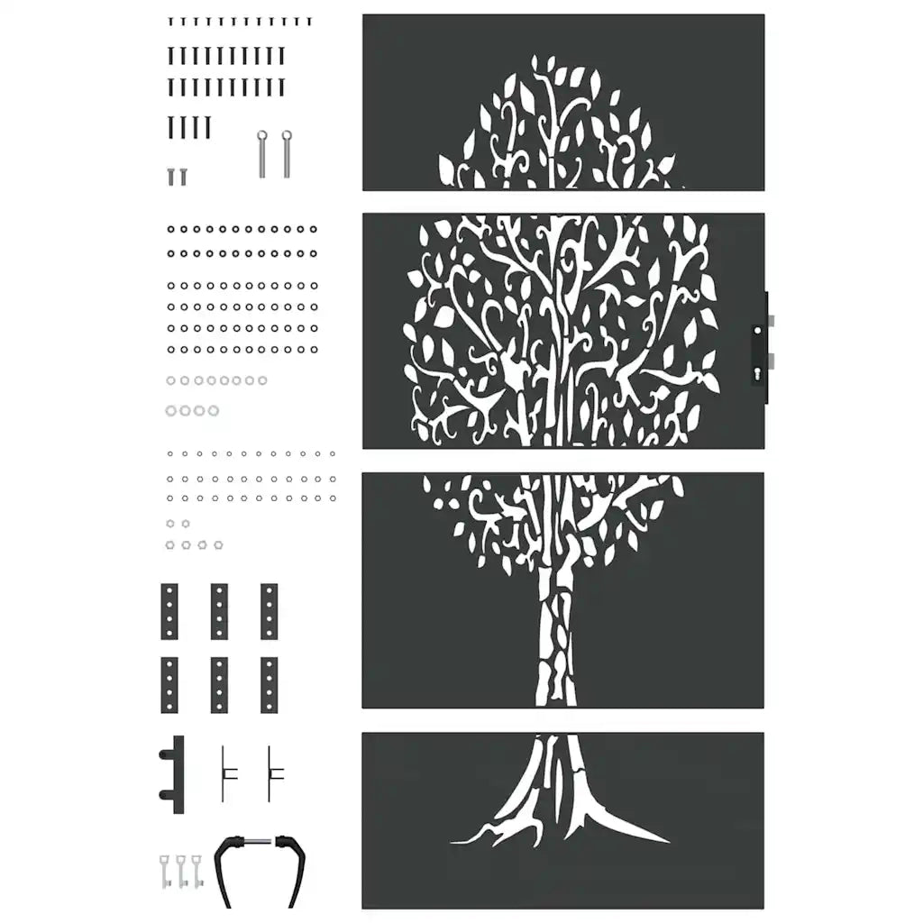 vidaXL Cancello da giardino, Cancello da Giardino 85x75 cm Design Albero in Acciaio Corten