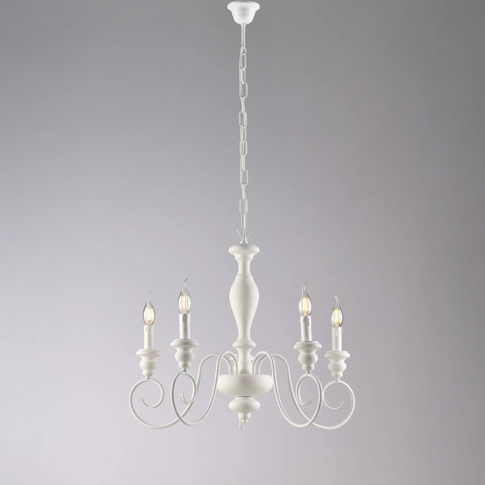 Lampadario Shabby Chic Cascina Bianco 5 Luci E14