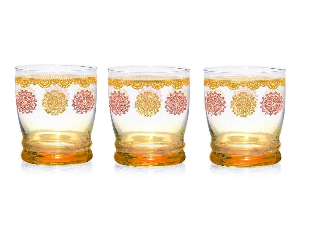 Set 3 Bicchieri da Tavola in Vetro Giove Persia Arancio 340 cc