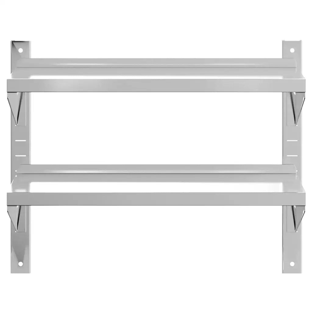 Mensola Muro | Mensola a parete 2 Ripiani 75x30x60cm Argento Acciaio Inossidabile