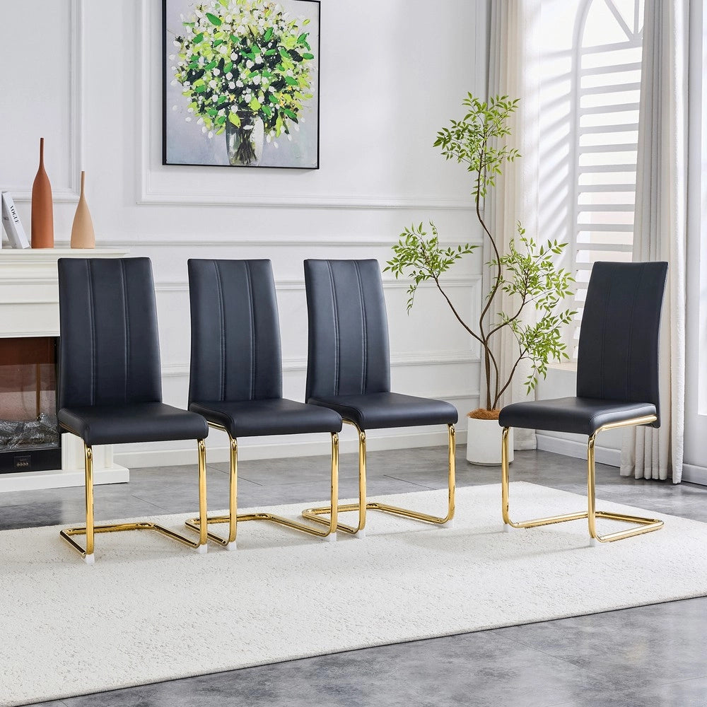 Sedia da pranzo design moderno ¨C Minimal ¨C nero similpelle gambe in metallo