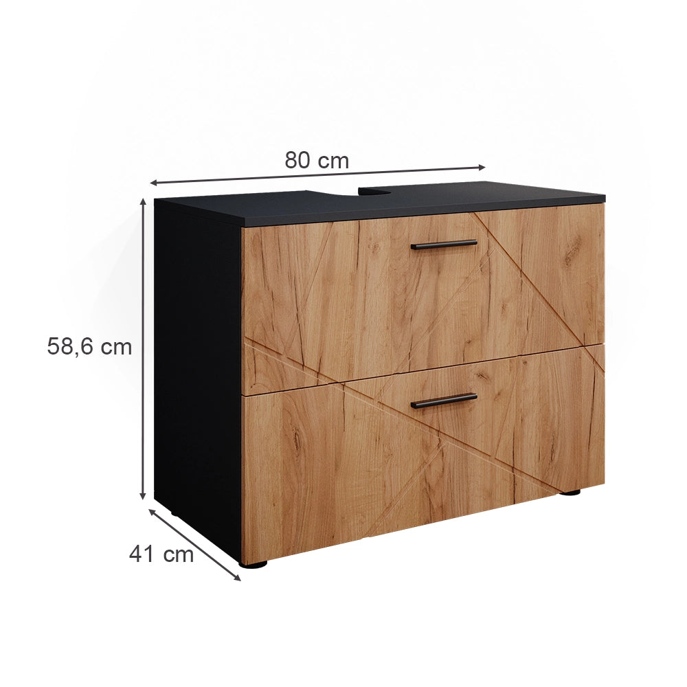Vicco Mobile sottolavabo per bagno Quercia dorata/antracite 80 x 58.6 cm