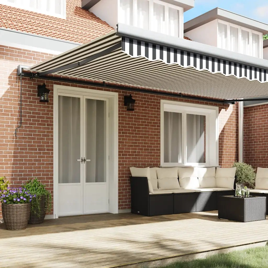 Tenda Retrattile Antracite e Bianca 5x3 m Tessuto e Alluminio 3216132