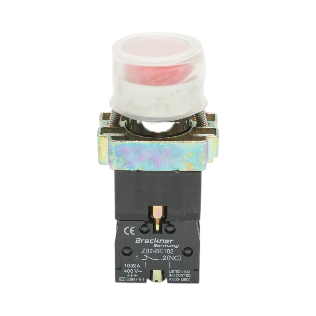 Pulsante indicatore LED rosso con protezione 1NC, 400V/10A, LAY5 Breckner Germany