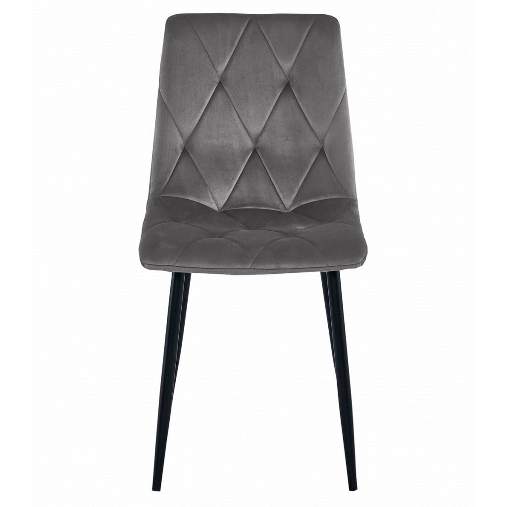 Set Sala da Pranzo Libra con Tavolo Craft e 4 Sedie in Velluto Grigio