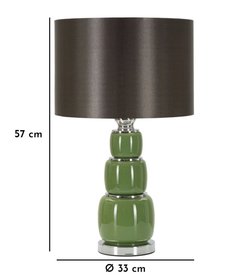 Lampada da Tavolo Eva Three Ø33x57 cm in Vetro e Ferro e Tessuto Bianco e Grigio