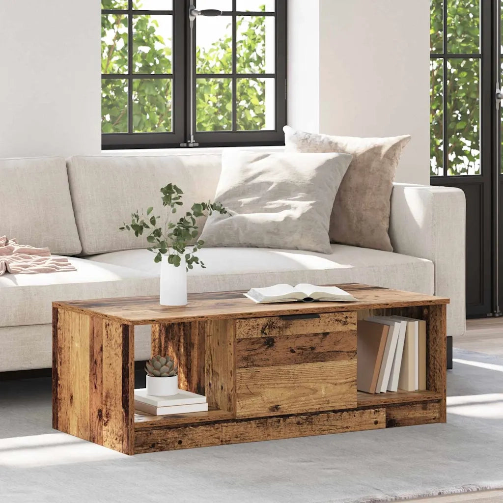 Tavolino da salotto con cassetto Legno vecchio 102 x 50 x 36cm