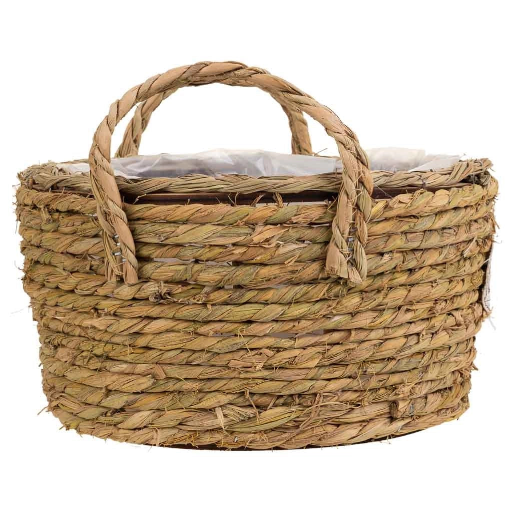 Cesto in corda intrecciata marrone d28x14h