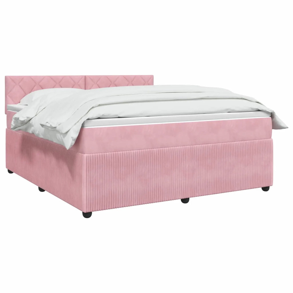 Letto box spring con materasso Rosa 160 x 200 cm Velluto 3453184