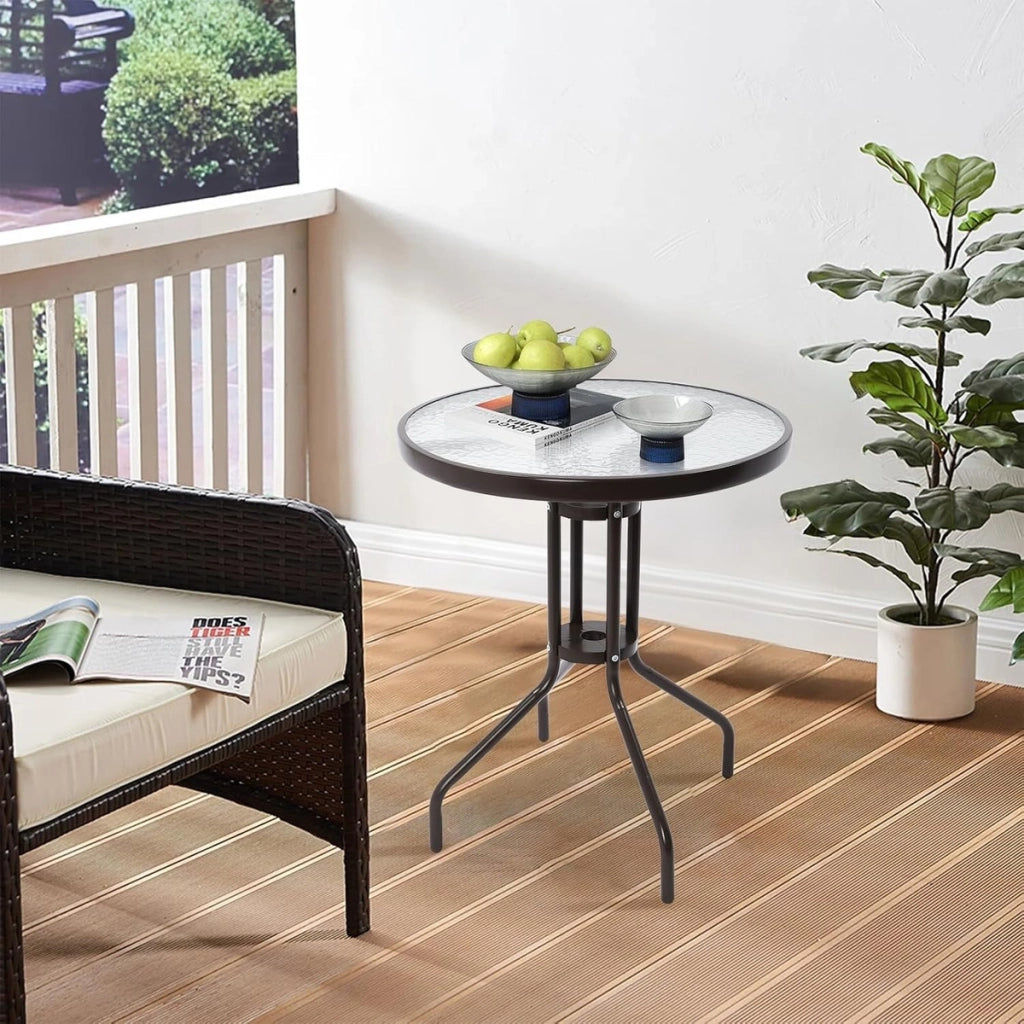 Tavolino da Giardino Island con Top in Vetro Temperato 60 cm