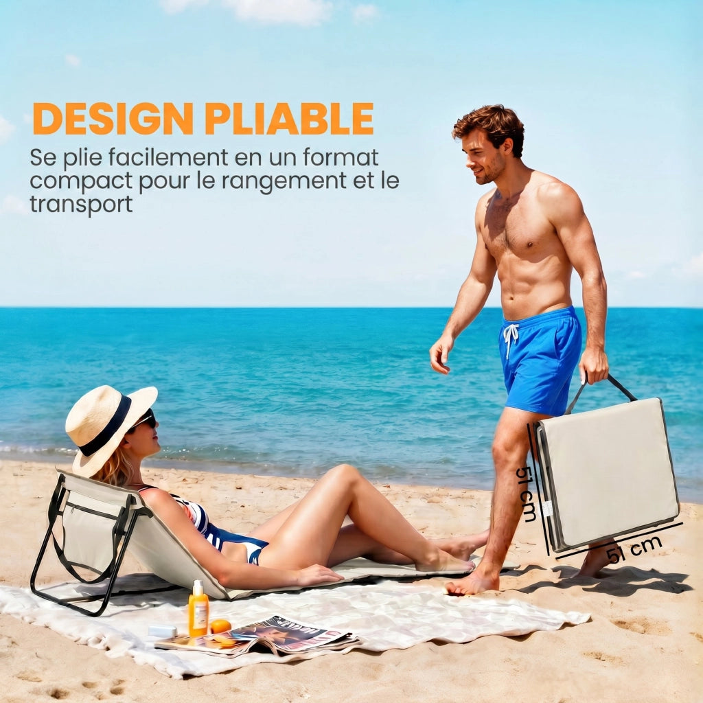 Set 2 Sedie da Spiaggia con Schienale Regolabile ¨C Zephmum ¨C Beige in Poliestere e Acciaio