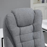 Poltrona da Ufficio con Telecomando e 6 Punti di Massaggio, in Tessuto misto velluto e lino, 67x79x111-121 cm, Grigio