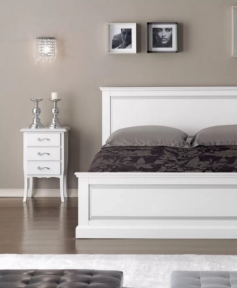 Comodino classico 3 cassetti legno grezzo 45x34x71 (3022) - Mobili 2G