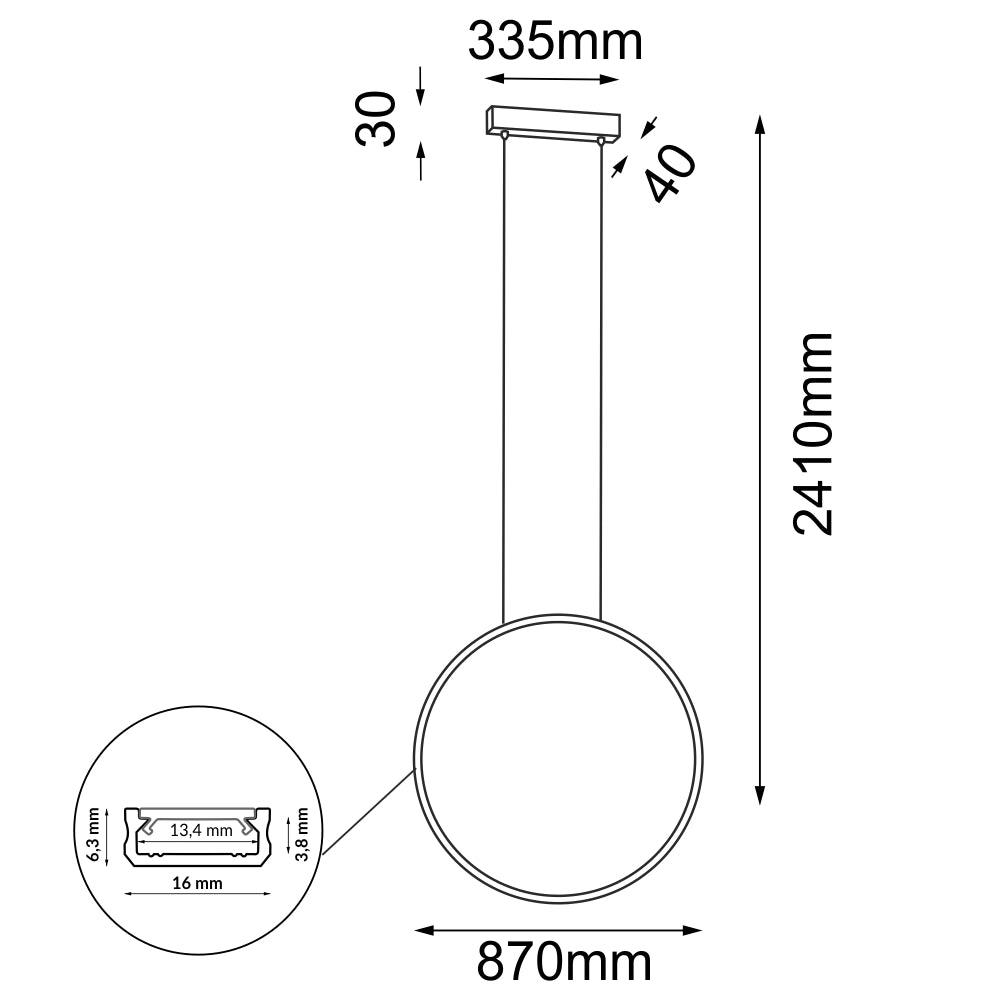 Lampada a sospensione ring nero Ø87 LED 27W 3000K Shilo