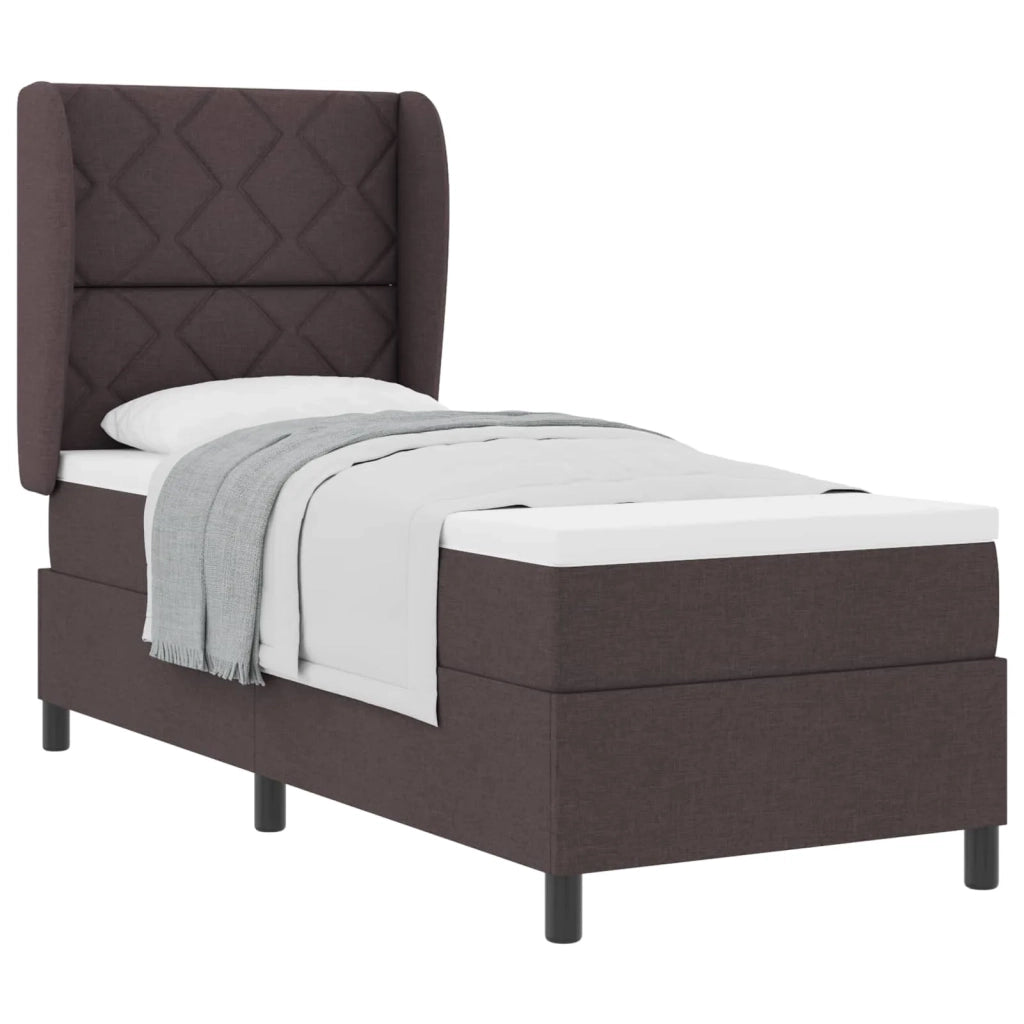 Letto a molle con materasso Marrone scuro 80 x 200 cm Tessuto 3340595