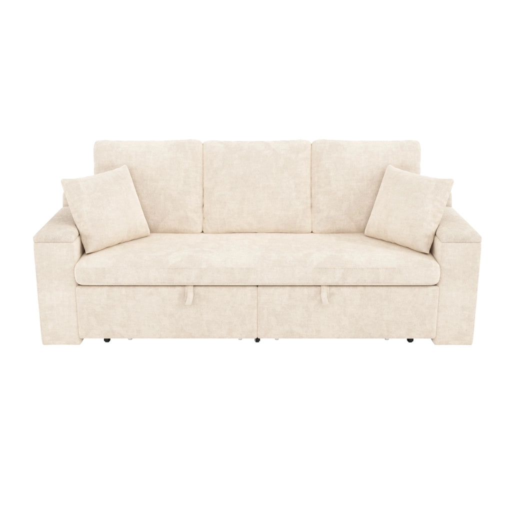 Sofa 3 posti con funzione letto; USB e Type-C; 210;5 x 192 x 93 cm; chenille beige