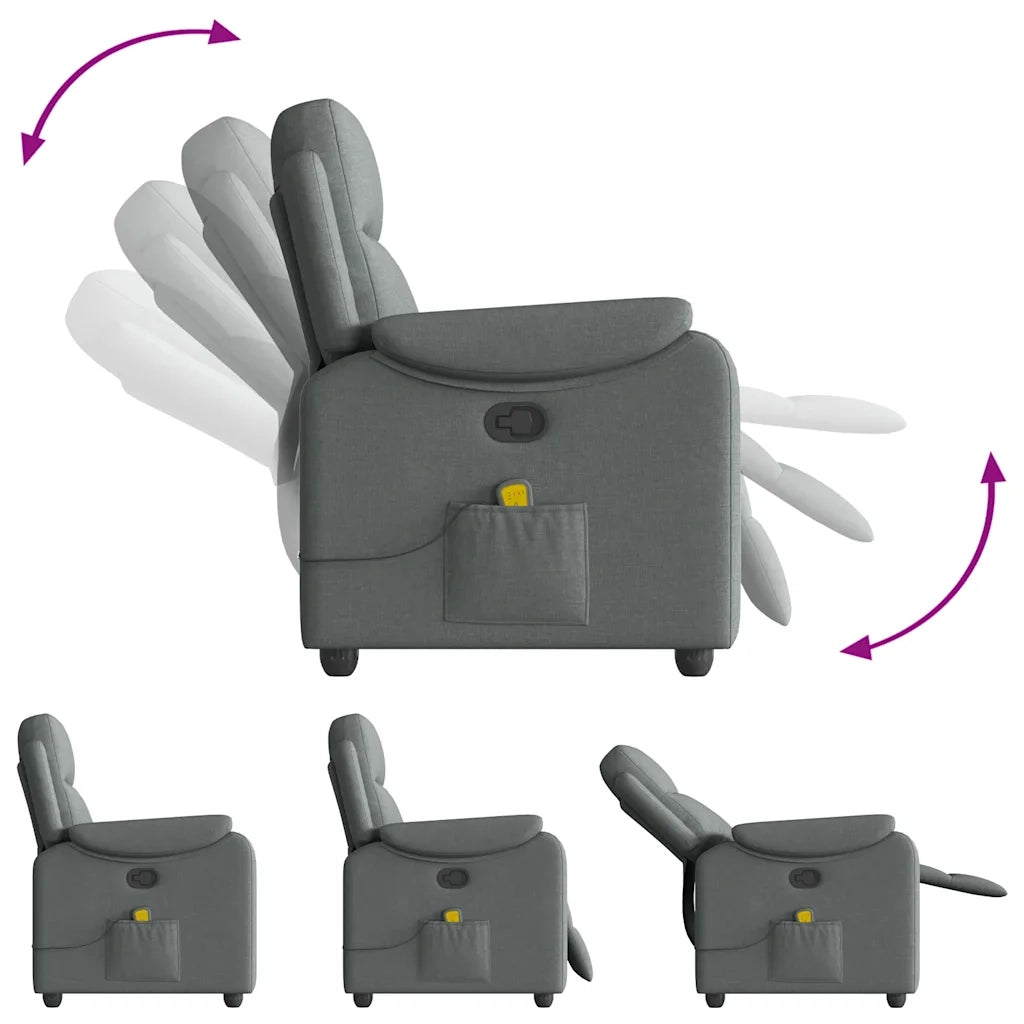 Poltrona reclinabile massaggiante in Tessuto Grigio Scuro 3303547