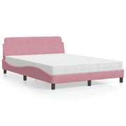 Letto con Materasso Dover Rosa 140x190 cm in Velluto 3208396