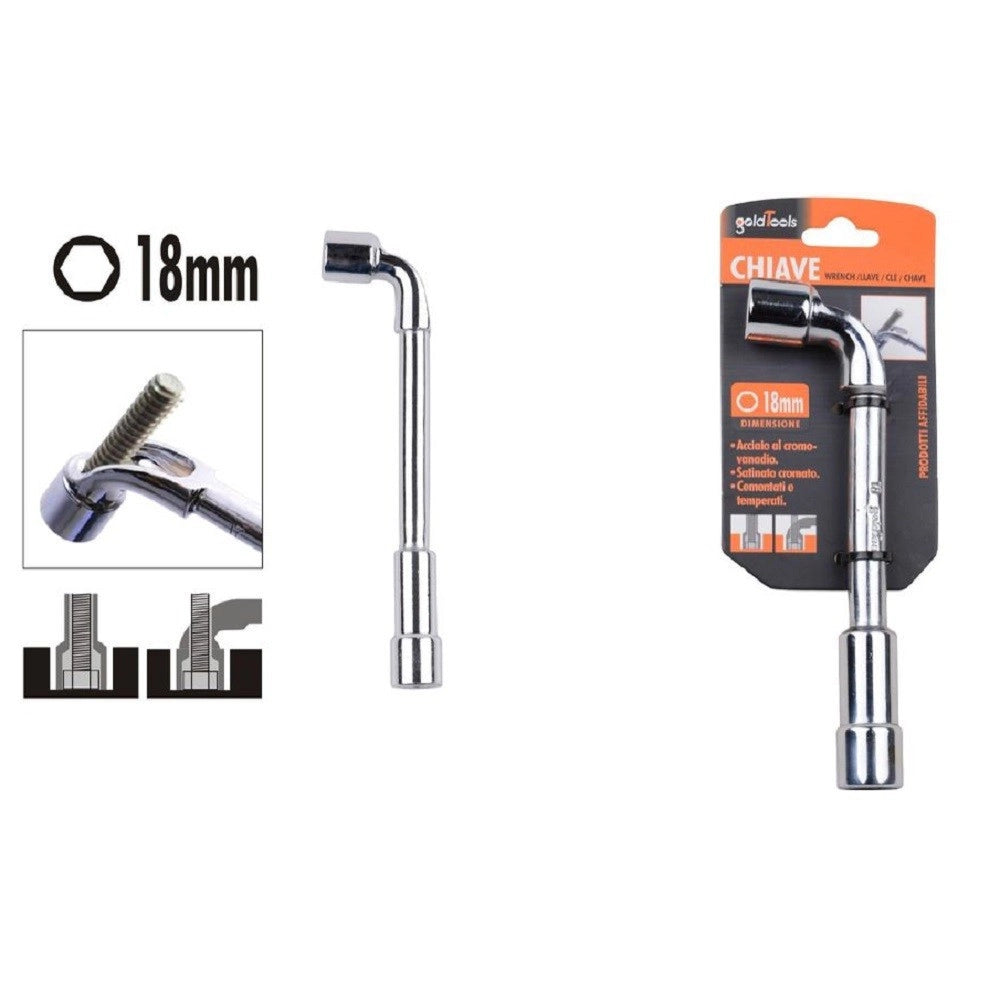 Trade Shop - Chiave Tipo L Bussola 18mm Bocca Esagonale Cromo Vanadio Acciaio 91626 Ferramenta -