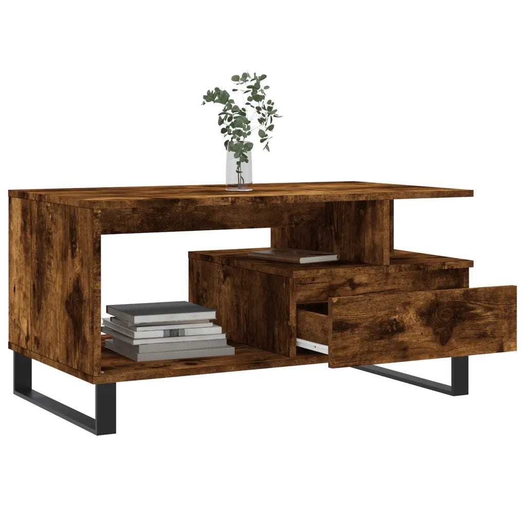Tavolino da Salotto Rovere Fumo 90x49x45 cm Legno Multistrato 831033