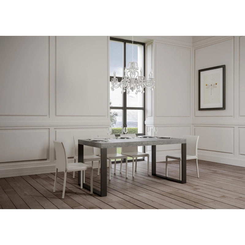 Tavolo allungabile 200/304x90 cm Tecno Premium telaio Antracite - Cemento