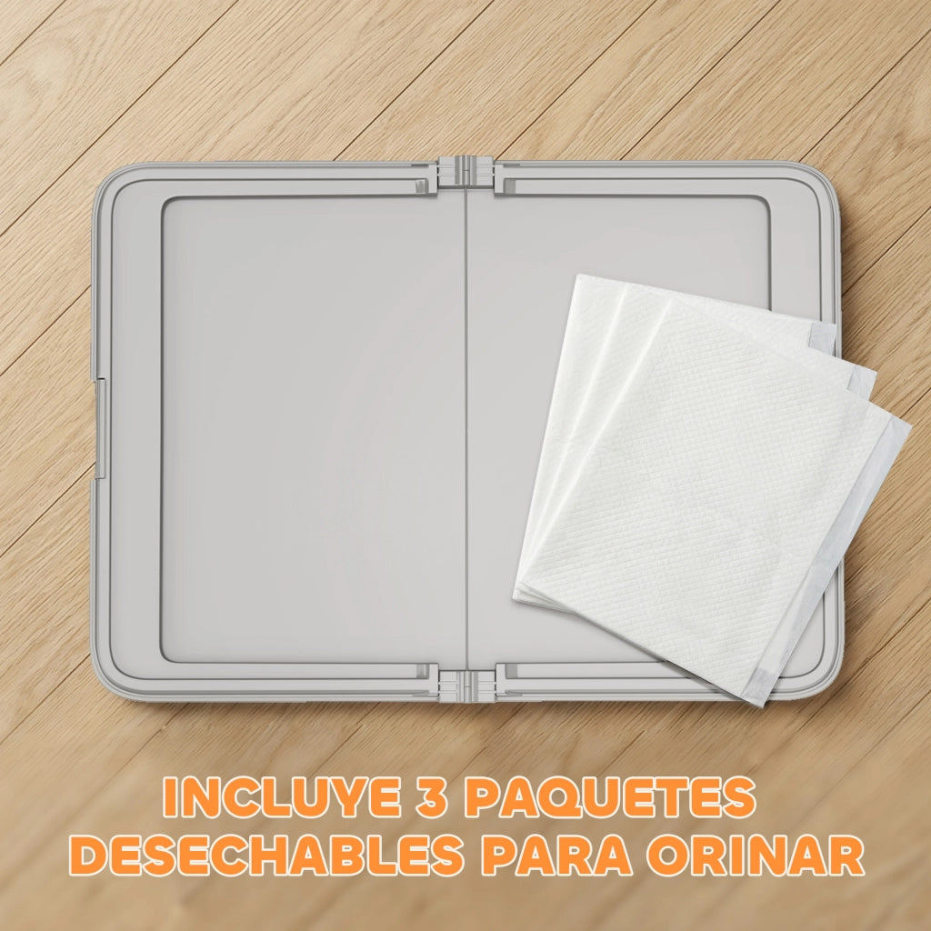 Vassoio Sanitario per Cani Pieghevole con 3 Cuscinetti ¨C zephmum ¨C Grigio 86x62 cm