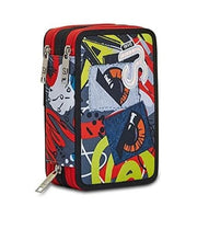 Astuccio Scuola 3 zip SJ Gang Facce New ,Completo di pennarelli ,Matite,Penne,Seven