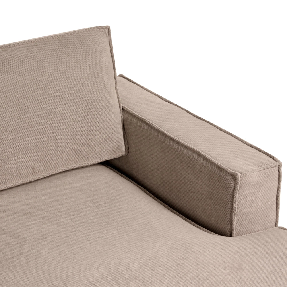 Divano letto angolare a sinistra in tessuto poliestere Taupe imbottito a 2 posti a L con cuscini Soggiorno in stile moderno