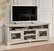 Mobile Porta tv Shabby chic bianco anticato con ante vetro mod goccia
