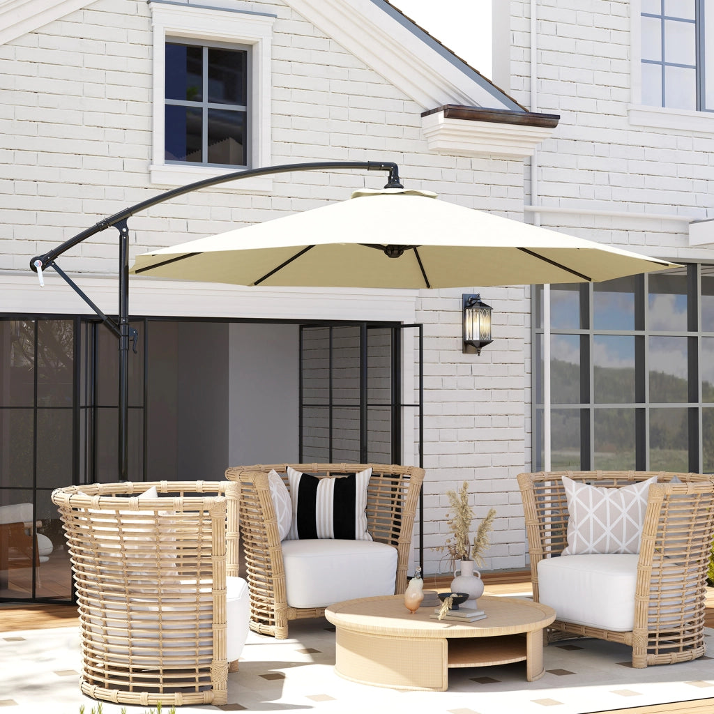 Ombrellone da Giardino ¨C zephmum ¨C Beige, Metallo, Poliestere, 3x2.5 m