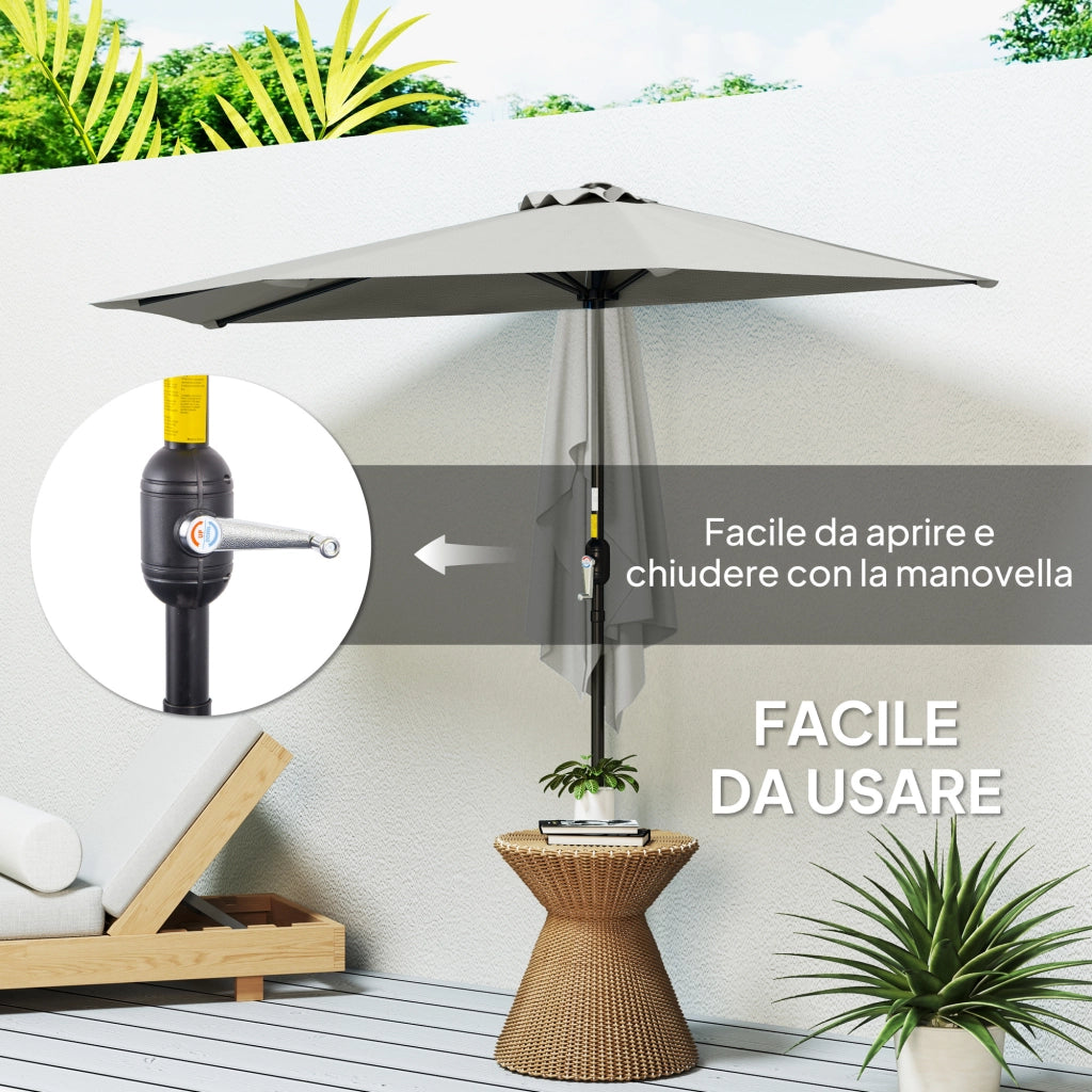 Ombrellone da Parete Mezzaluna ¨C zephmum ¨C Grigio Chiaro 2.7x2.4 m
