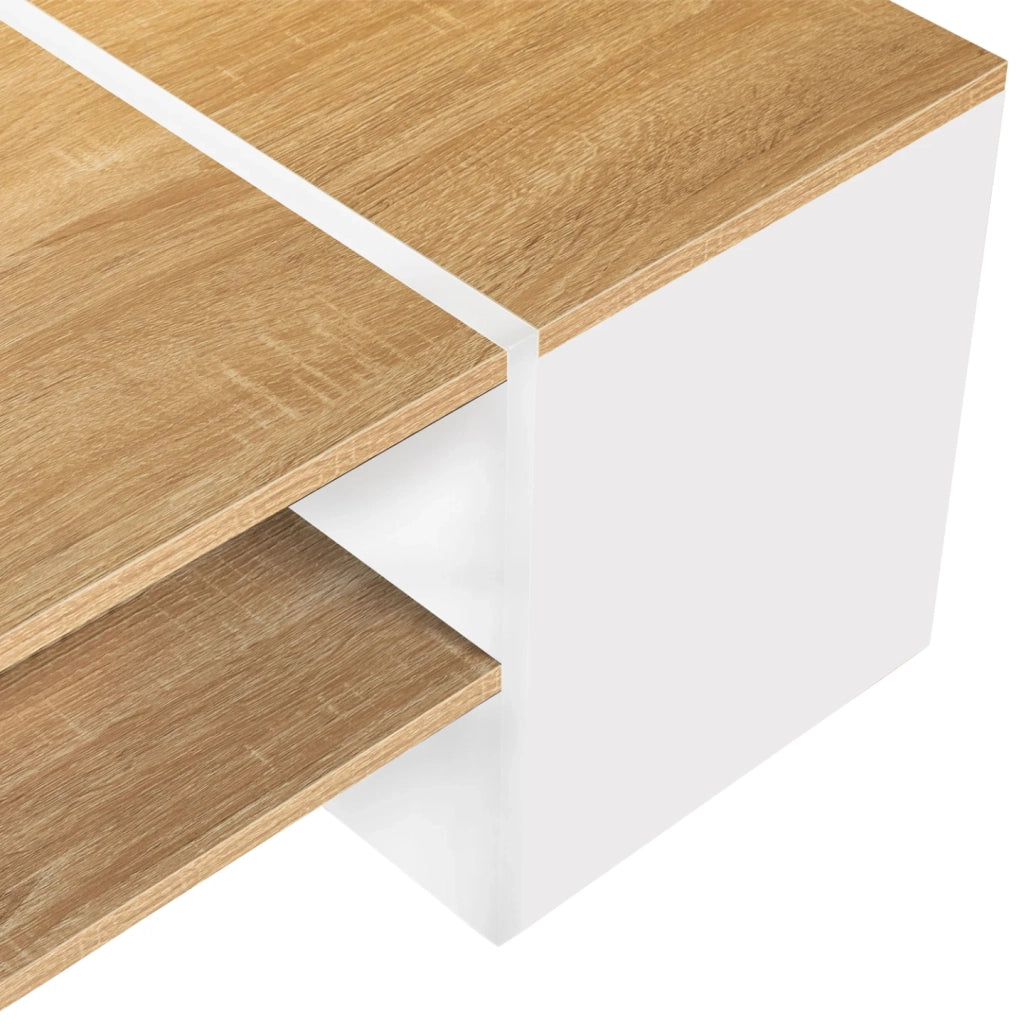 IDMarket - Tavolo basso da bar contemporaneo IZIA con contenitore bianchi e legno
