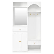 Mobile ingresso con specchio; ganci; panca; 2 ante; ripiani regolabili; LED; per ingresso; 100 Ã— 35 Ã— 180 cm