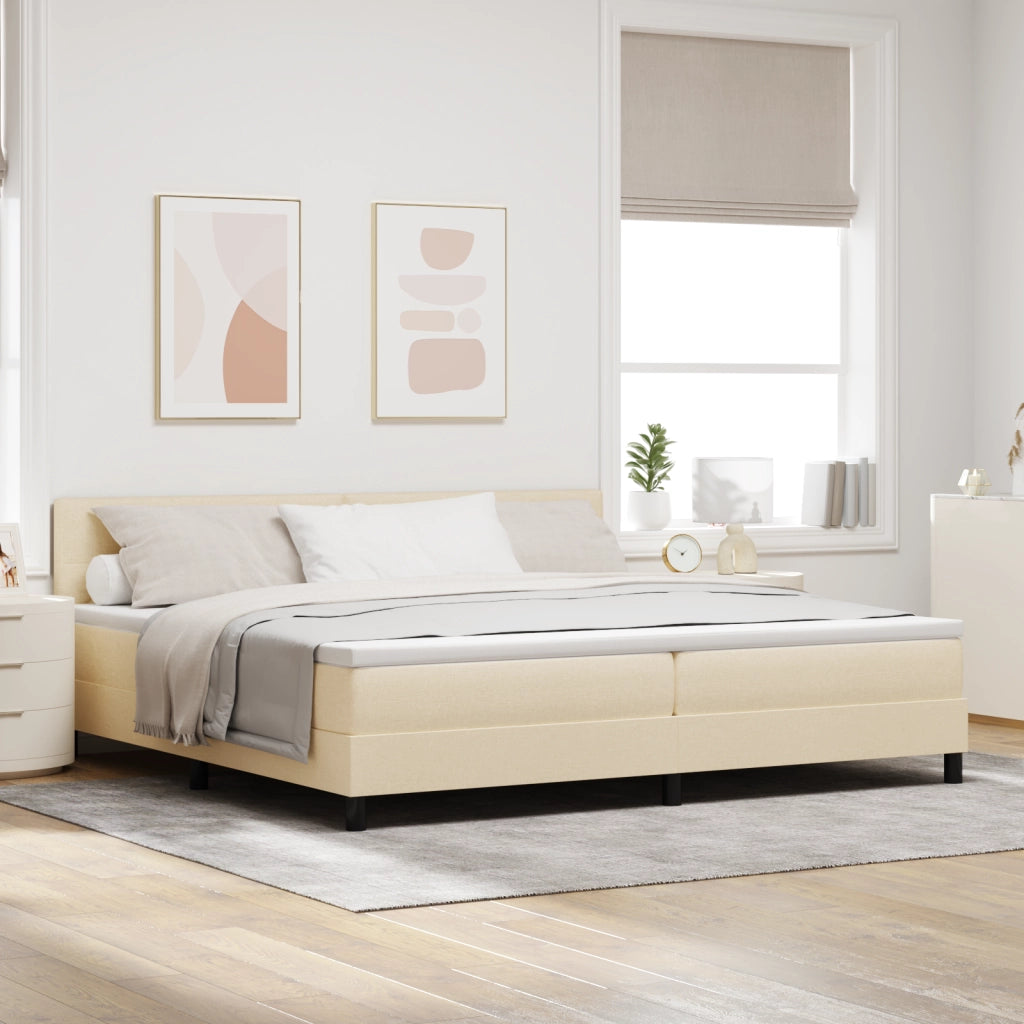 Letto con rete e materasso crema 200x200 cm tessuto