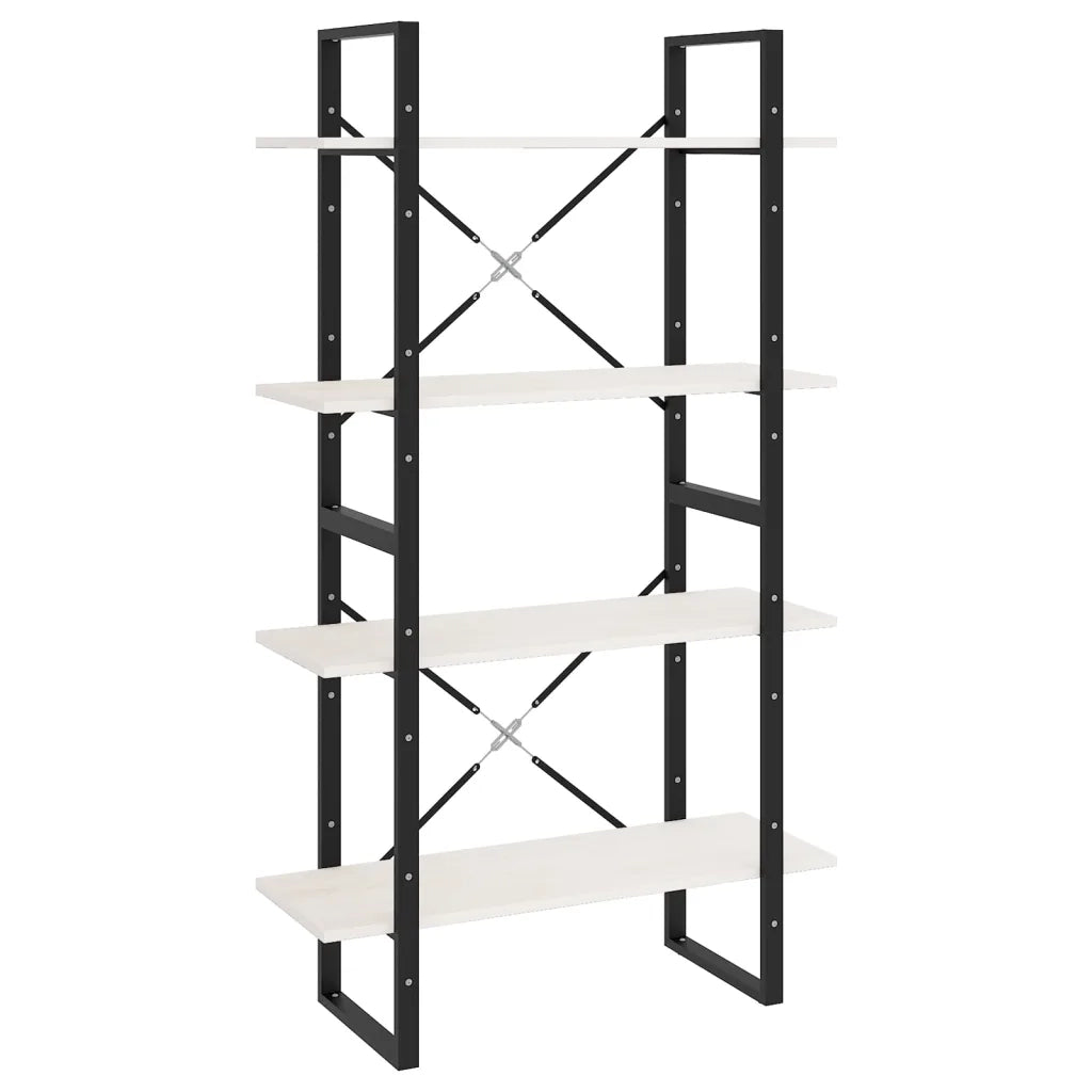 Libreria a 4 Ripiani Bianca 80x30x140 cm in Massello di Pino
