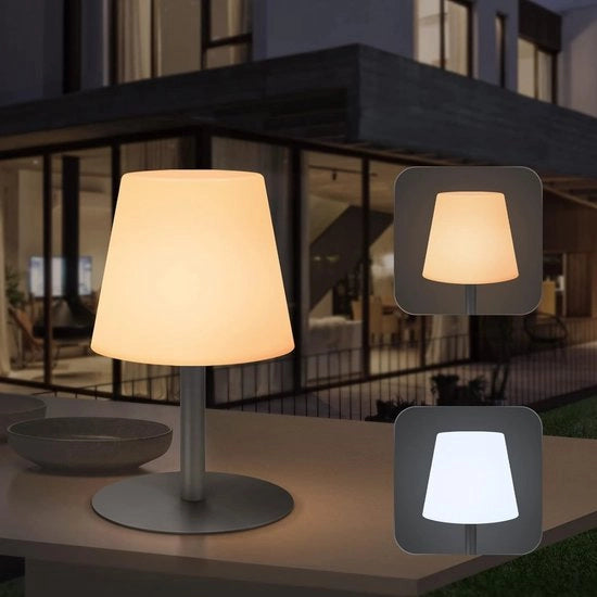 Lampada da tavolo - Lampada da tavolo a LED - Outdoor - Regolabile - Lampada da tavolo ricaricabile con luce calda bianca - Batteria impermeabile IP44 - Lampada per interni ed esterni, giardino, camera da letto, campeggio, arredamento (grigio)