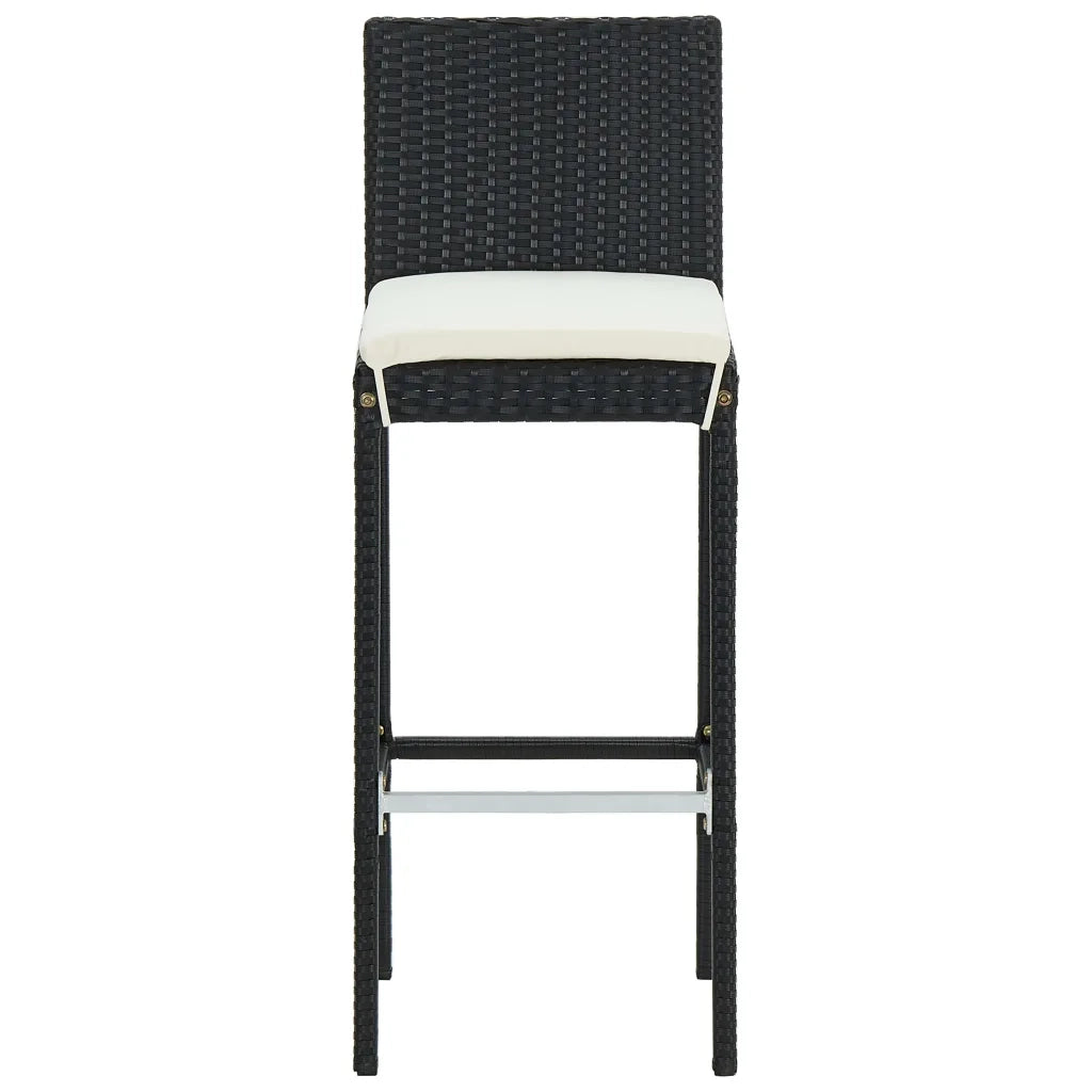 Set Bar da Giardino 3 pz con Cuscini in Polyrattan Nero 3064856
