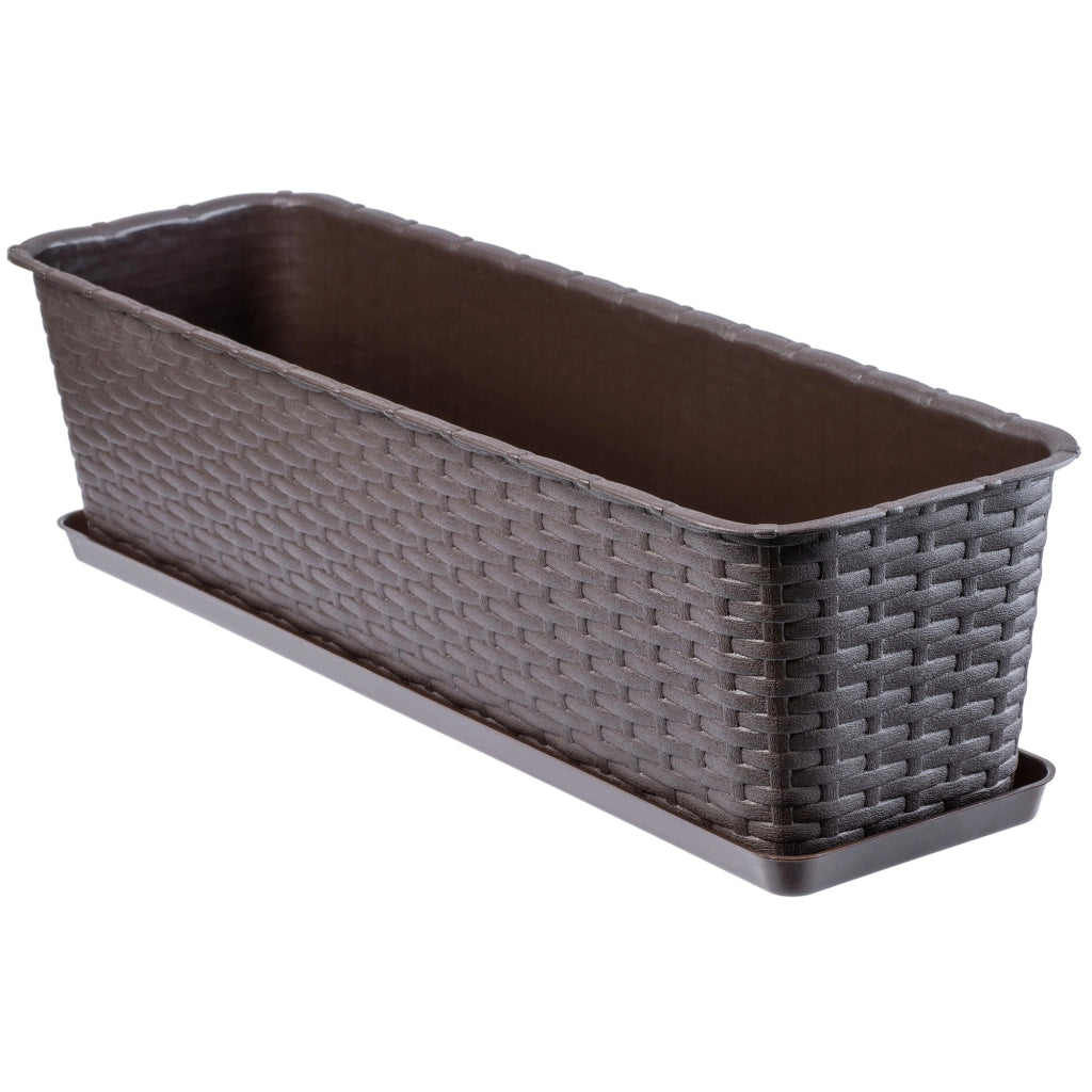 Vaso da fiori per balcone KADAX da 60 cm con supporto marrone
