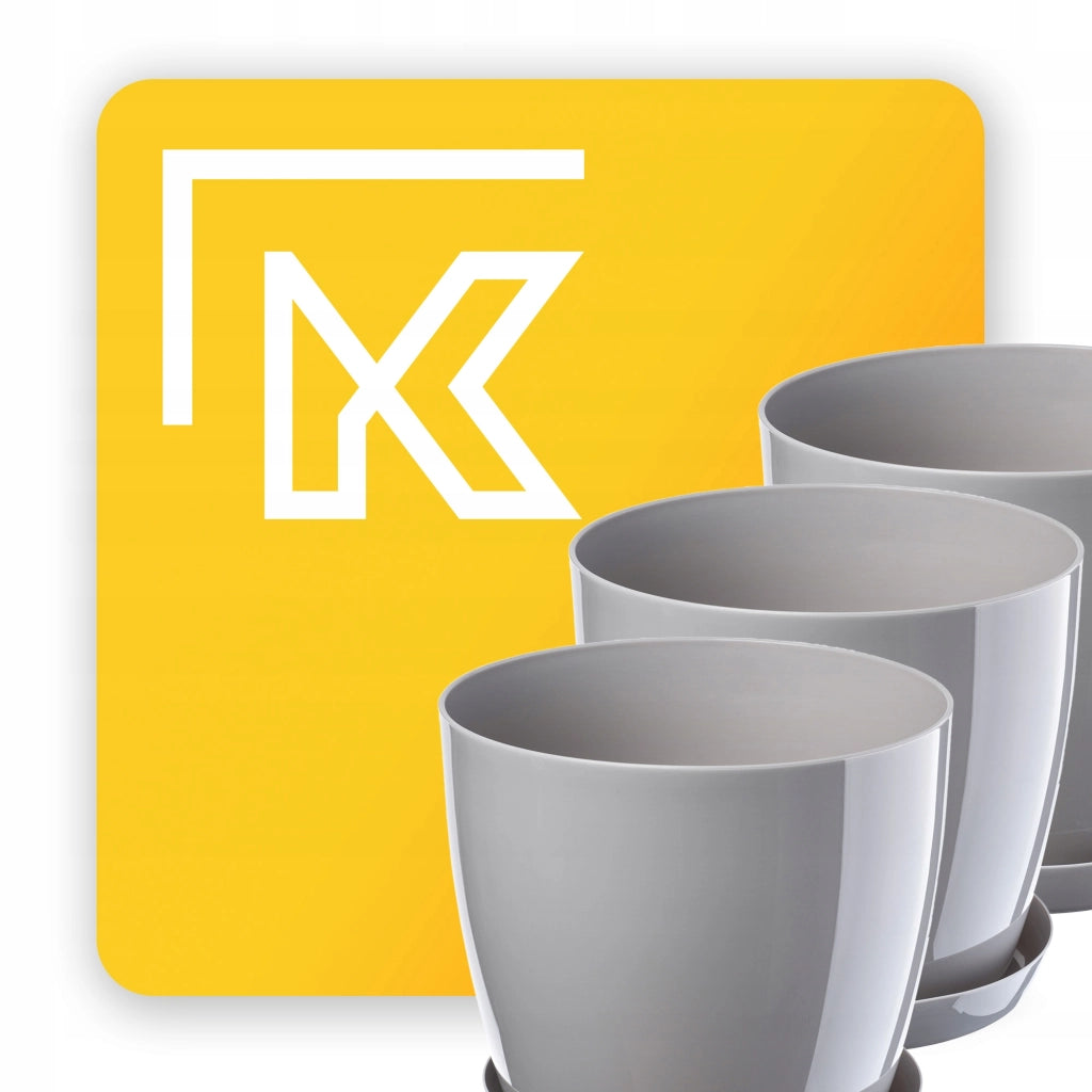 Vaso da fiori KADAX, fioriera, coperchio, 18 cm, supporto per fiori, plastica grigia, 3 pezzi.