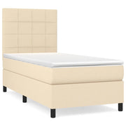 Letto singolo | Letto per adulti | Giroletto a Molle con Materasso Crema 80x200 cm inTessuto