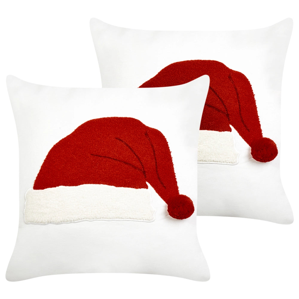 Set di 2 cuscini sparsi in tessuto bianco di cotone con motivo natalizio 45 x 45 cm Accessori per la decorazione