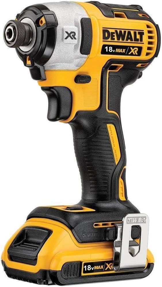 DEWALT DCF887D2-QW Trapano Avvitatore a Impulsi Attacco 1/4" a Batteria, 3 velocità, 2.0 Ah, Motore Brushless, 18V