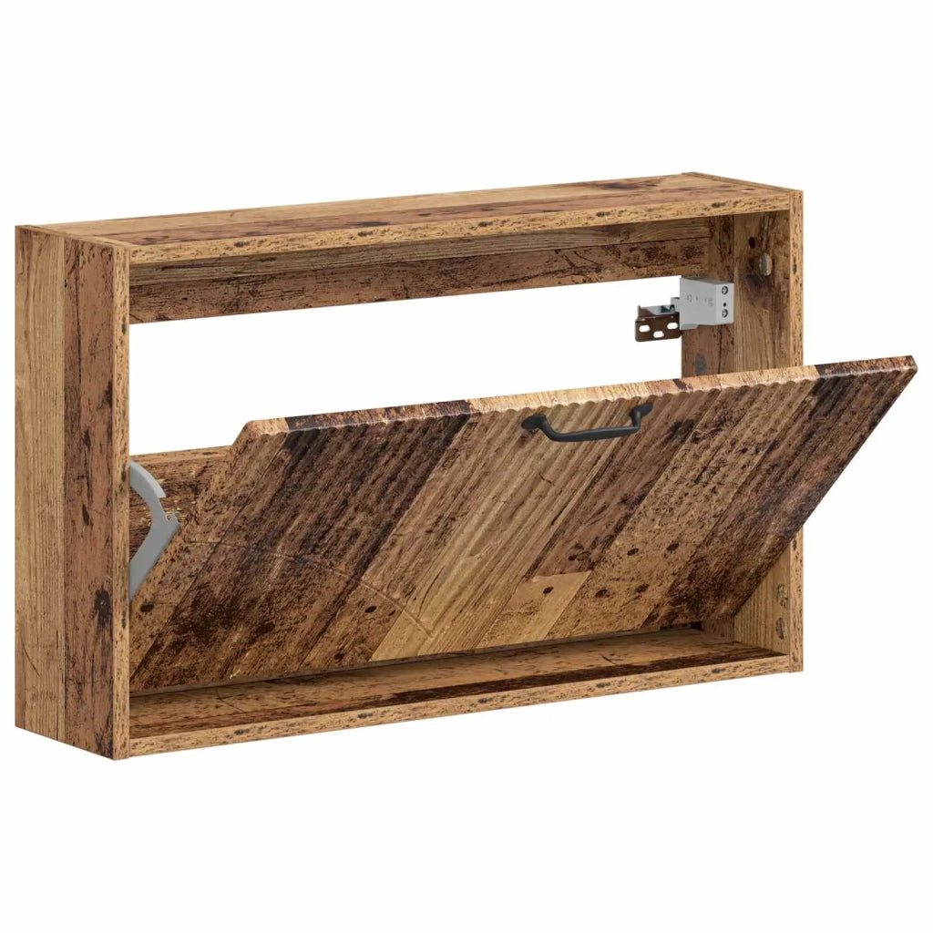Mobiletto per Scarpe da Muro HOORN 71 x 17 x 43 cm Legno antico 897293