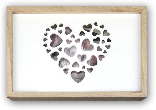 Box fotografia in legno - per foto e stick USB - 1 pezzo - natura e bianco - 24,5 x 16 x 5 cm